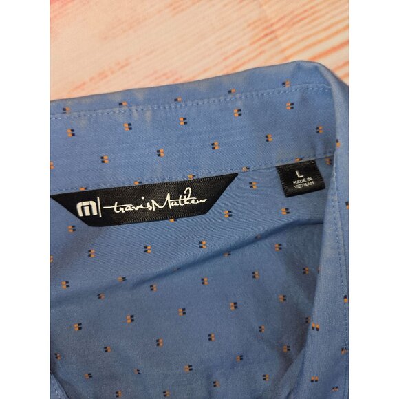 Travis Mathew Mens Blue Short Sleeve Button-Up Shirt Large - Picture 5 of 7